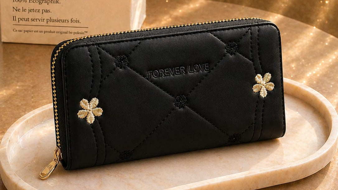 Yeh Black Ladies Wallet ek premium quality stylish leather wallet hai jo modern women ke liye specially design kiya gaya hai. Is Ladies Wallet ka elegant black color har outfit ke sath match karta hai aur isko daily use ke liye perfect banata hai. Is mein cards, cash aur coins rakhne ke liye multiple compartments diye gaye hain jo is Ladies Wallet ko highly practical aur fashionable banate hain. Strong stitching aur durable material is Ladies Wallet ko long-lasting use ke liye best choice banata hai.
