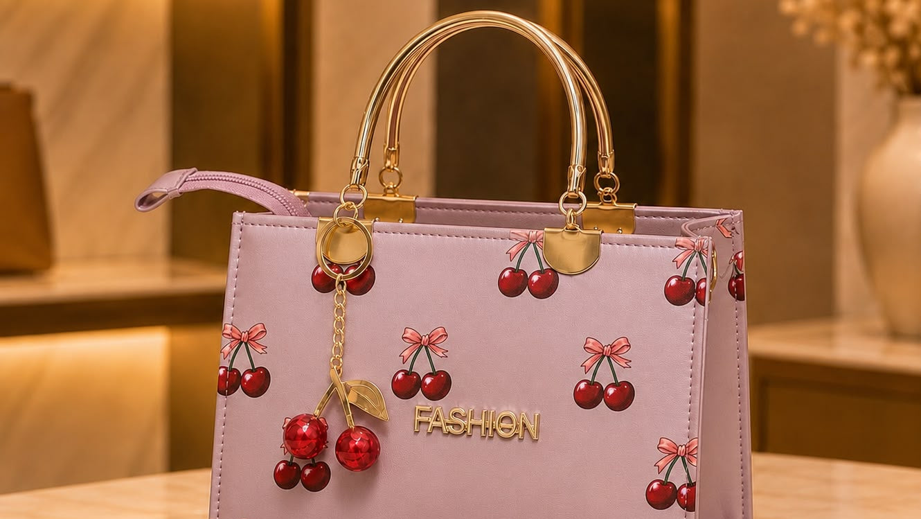 Cherry Print Fashion Handbags and Shoulder Strap