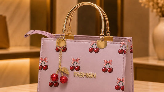 Cherry Print Fashion Handbags and Shoulder Strap