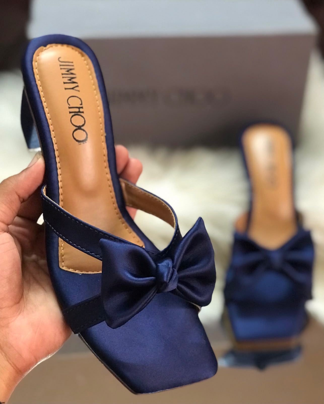 Satin Bow Block Heel Sandals – Elegant Party Heels for Women